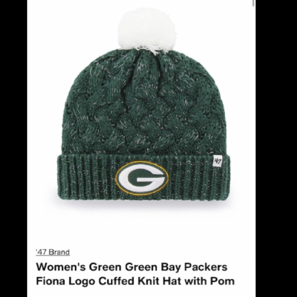 ‘47 Brand Women’s Green Bay Packers Fiona Logo Cuffed Knit Hat- NWT